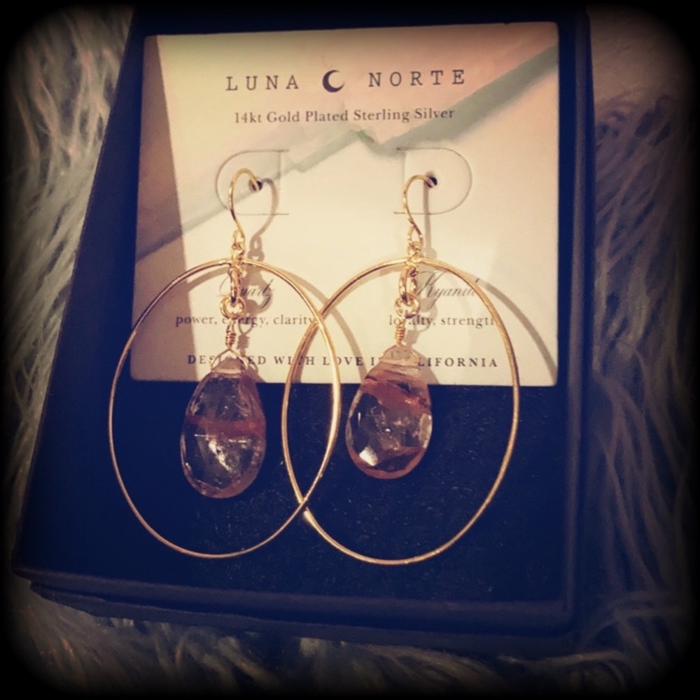 LUNA NORTE 14K GOLD PLATED STERLING SILVER EARRINGS - Picture 4 of 6